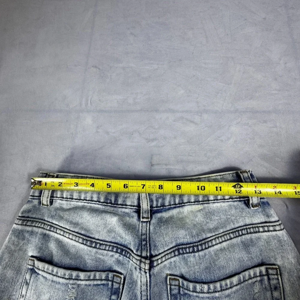 PacSun Womens Baggy Jeans Blue Denim 5-Pocket Raw Hem Light Wash Whisker 26 - Picture 16 of 16